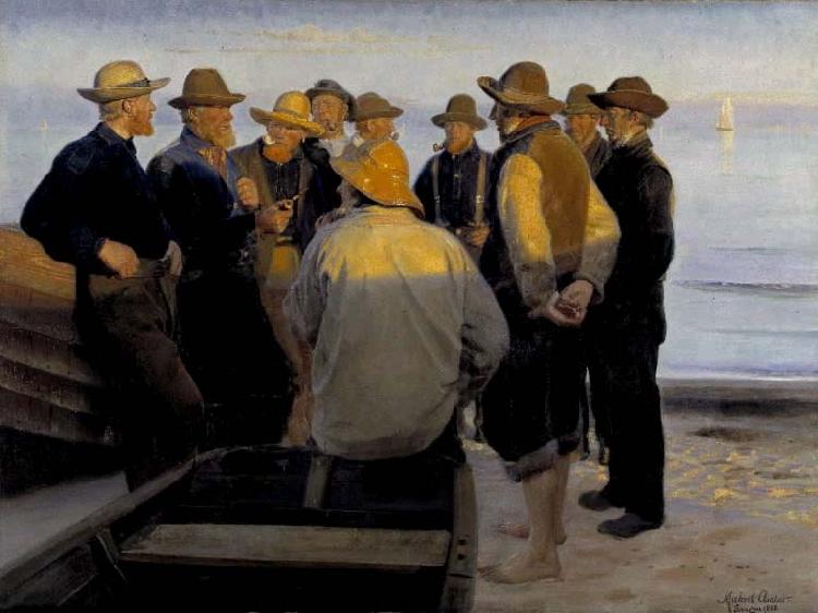 Michael Ancher Fishermen by the Sea on a Summer Evening